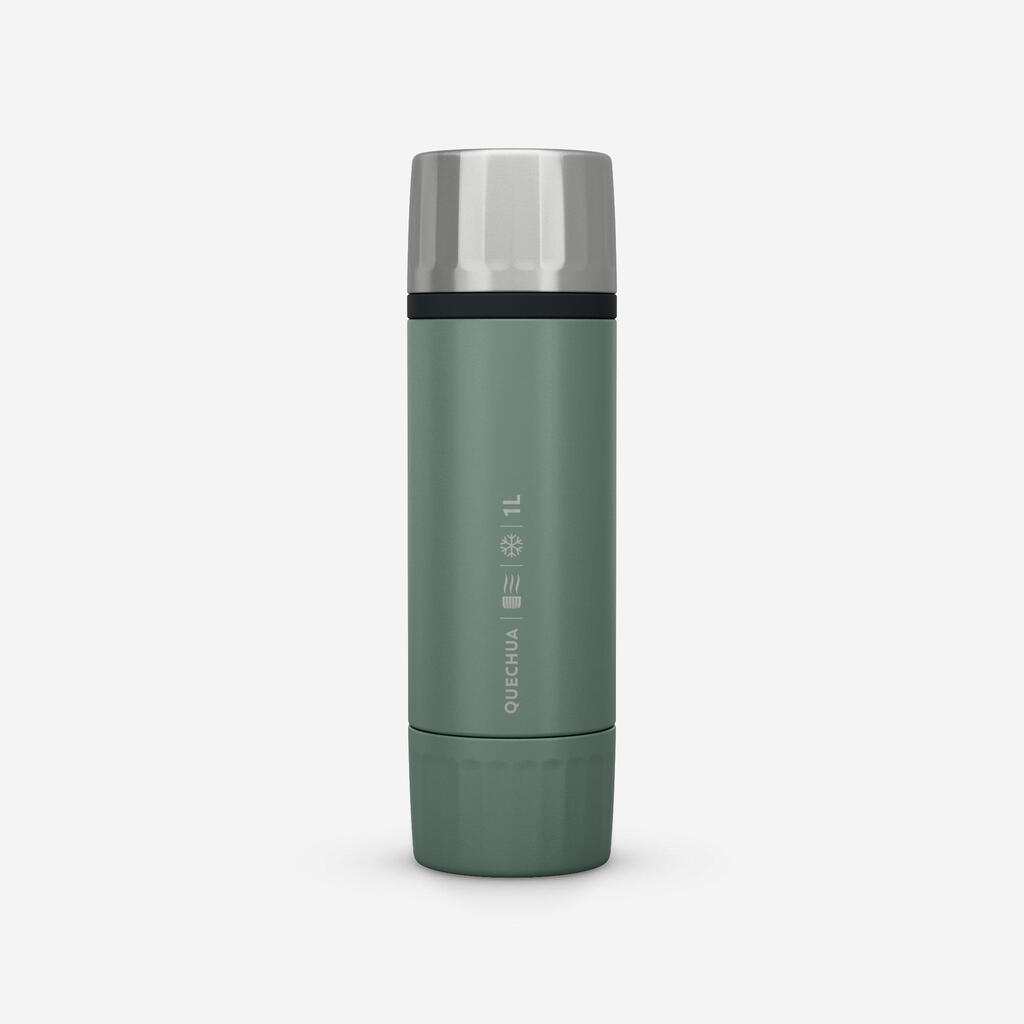 1 L insulated stainless steel bottle with tea filter, for hiking and camping